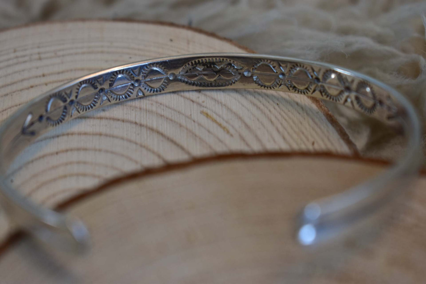 Sterling Silver Navajo "peek-a-boo" stamped bracelet