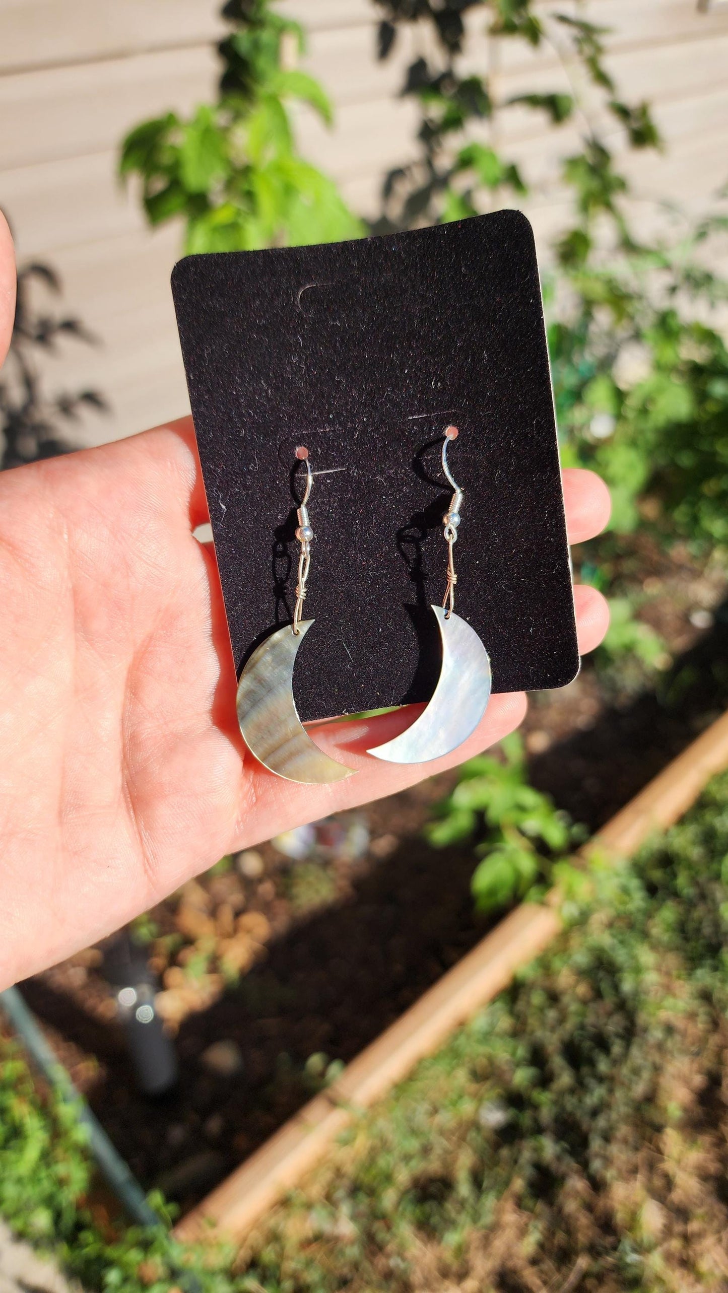 Sterling silver Abalone shell moon earrings