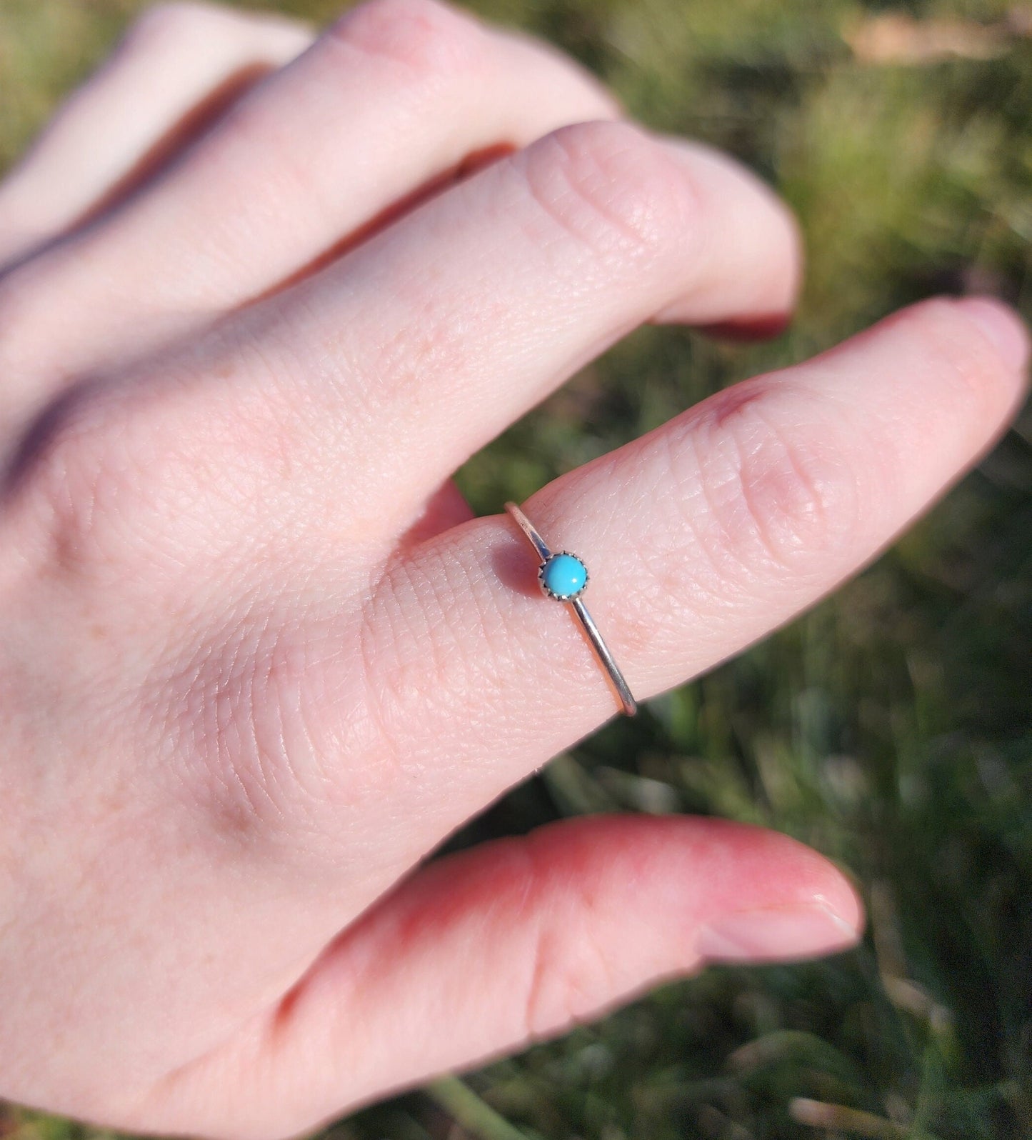 Sterling silver Adult Dainty Turquoise Navajo band/Stacker ring, Multiple sizes