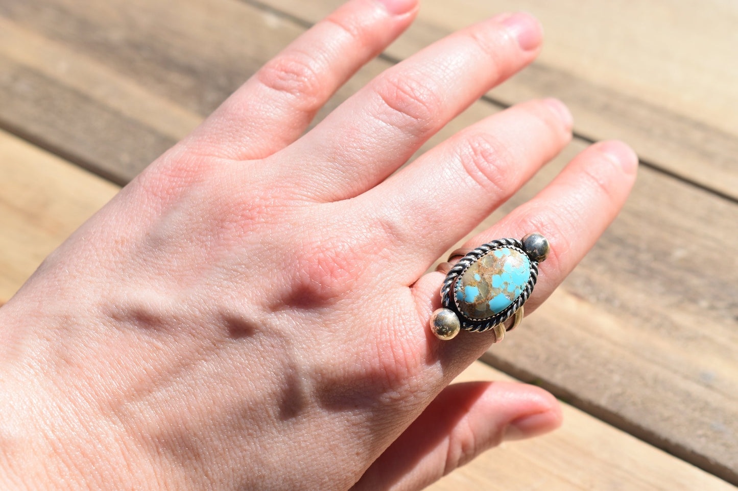 Sterling silver number 8 Turquoise Navajo ring, N. 8 Turquoise ring, Size 8