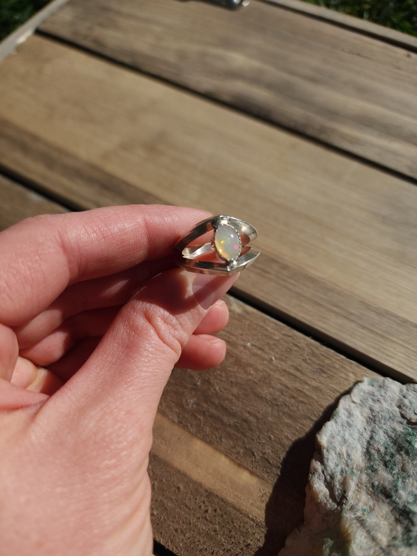 Sterling silver Ethiopian Opal ring, size 7.5