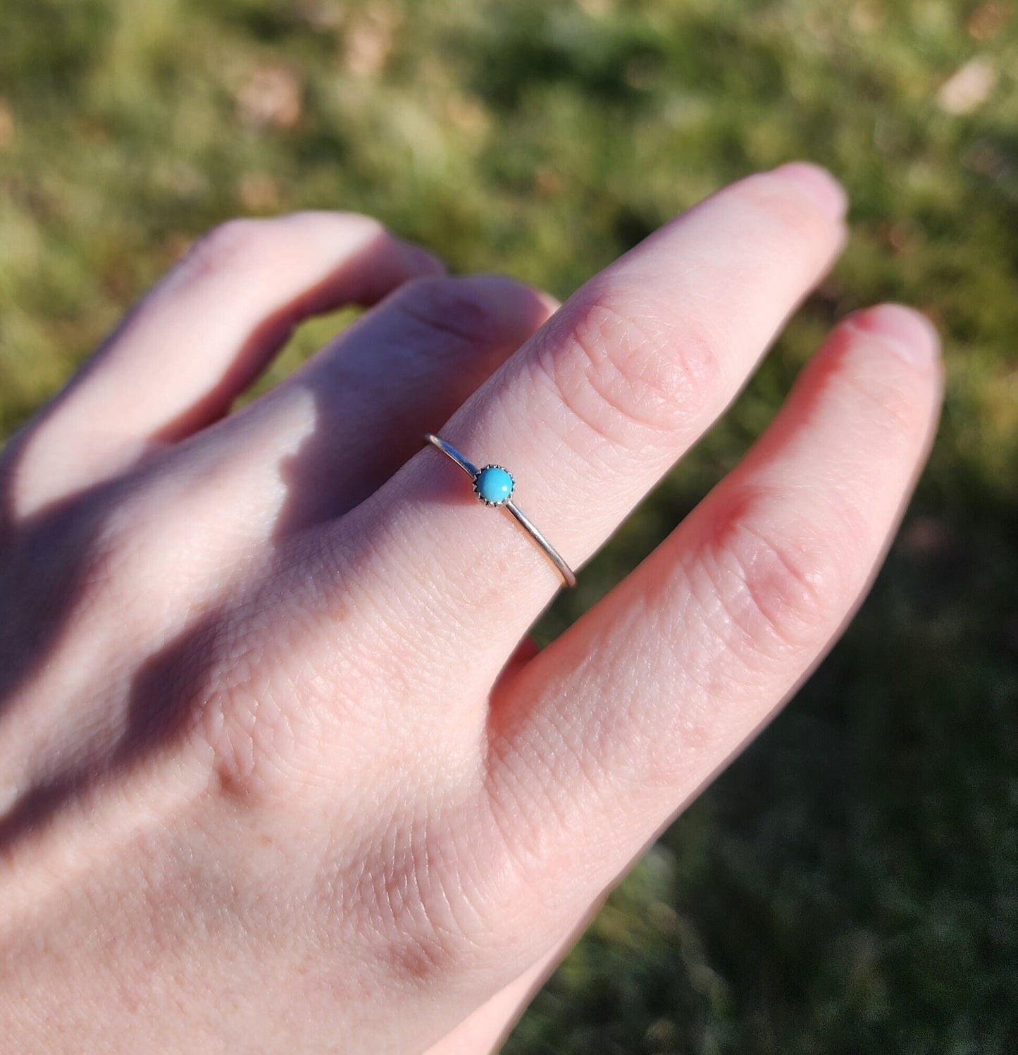 Sterling silver Adult Dainty Turquoise Navajo band/Stacker ring, Multiple sizes