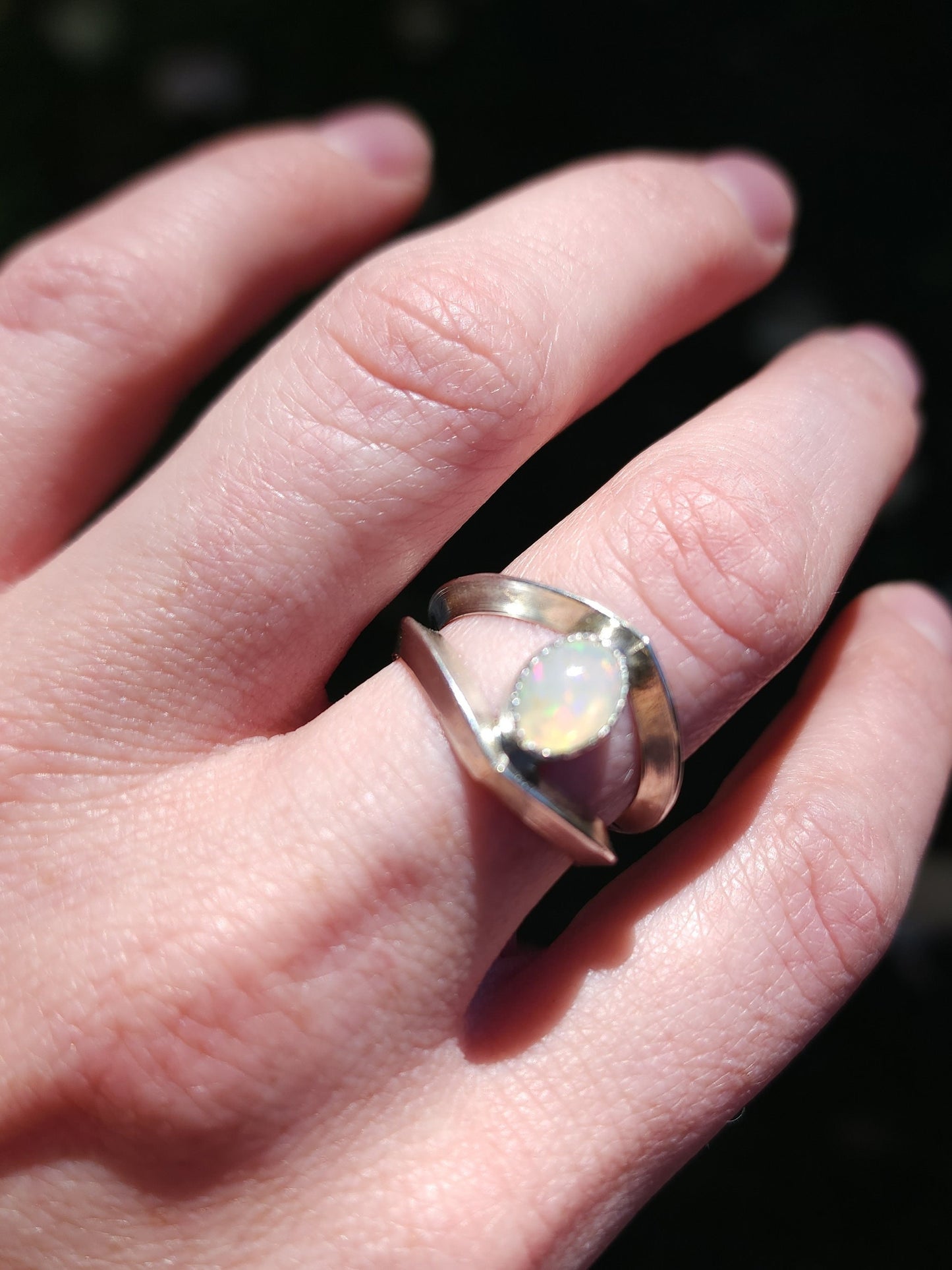 Sterling silver Ethiopian Opal ring, size 7.5