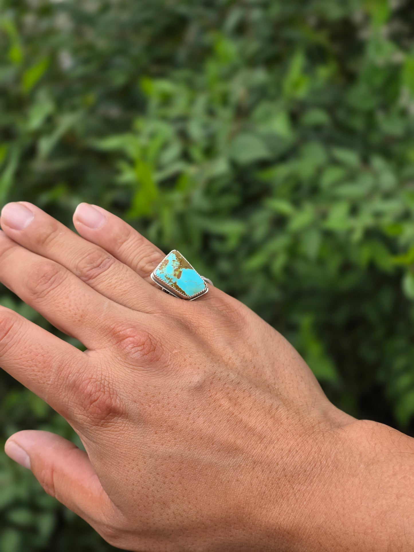 Sterling Silver Kingman Turquoise Navajo Braided Ring, Size 8