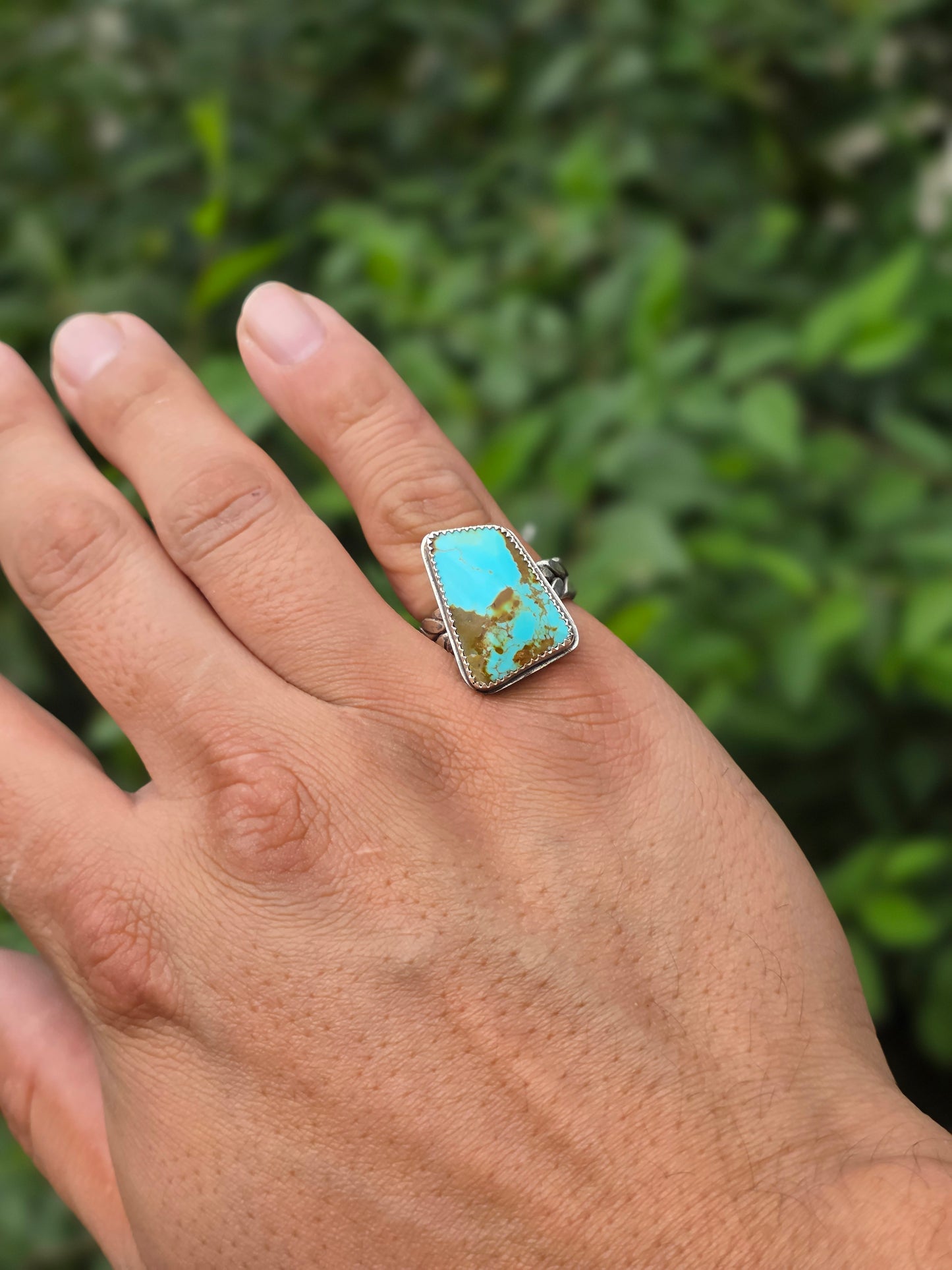 Sterling Silver Kingman Turquoise Navajo Braided Ring, Size 8