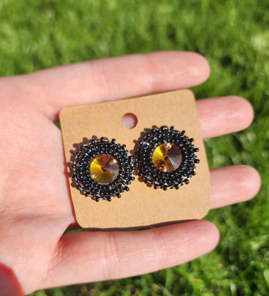 Orange Swarovski Crystal beaded Earrings