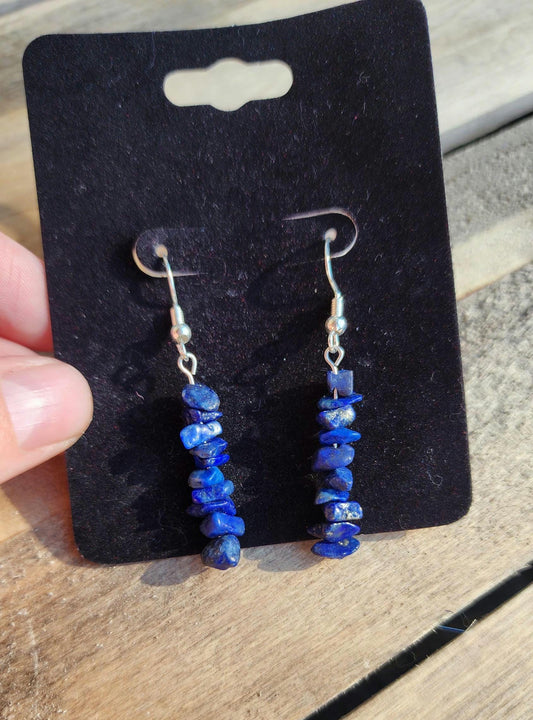 Sterling silver wire Lapis lazuli drop earrings