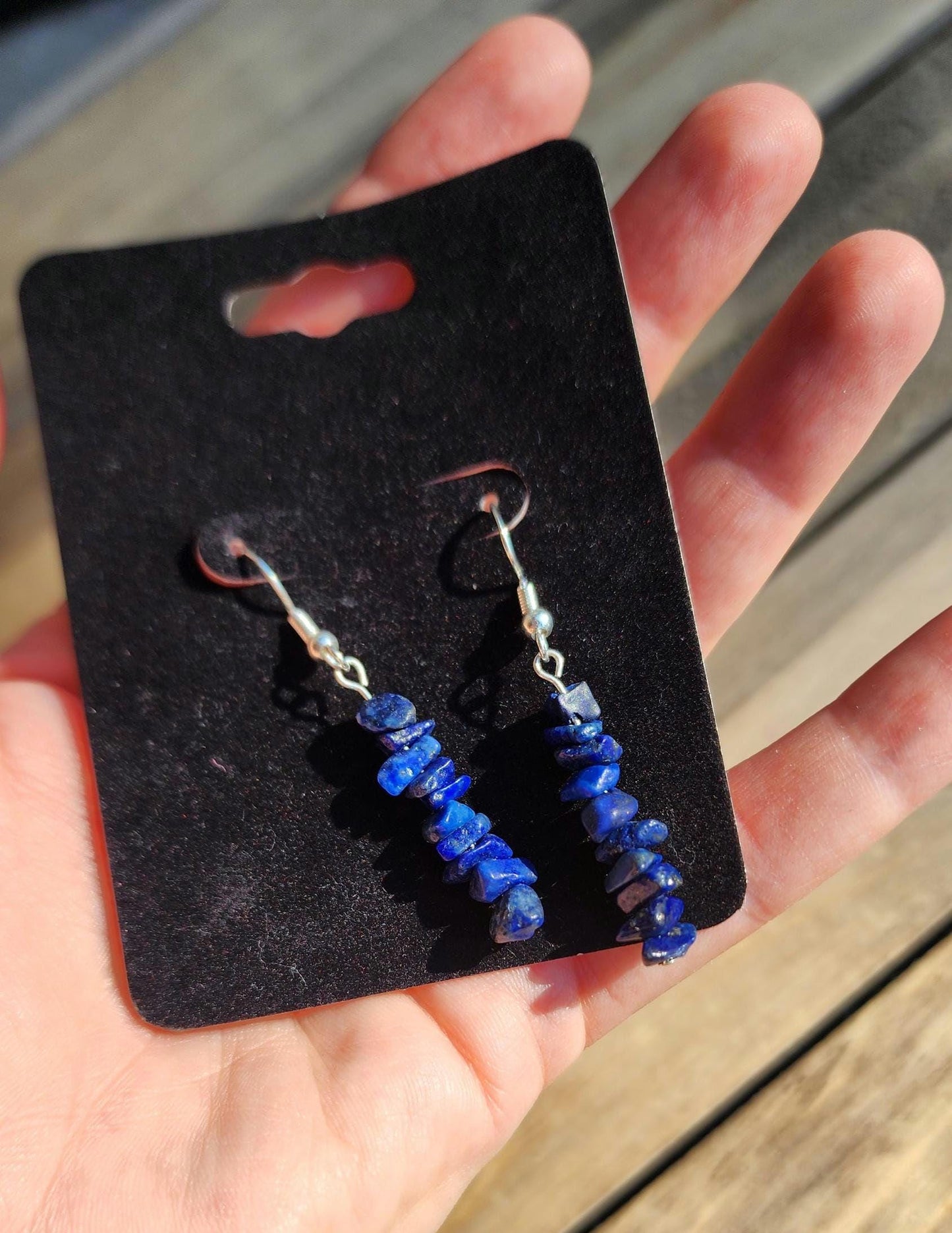Sterling silver wire Lapis lazuli drop earrings
