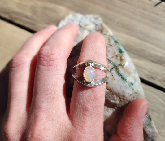 Sterling silver Ethiopian Opal ring, size 7.5