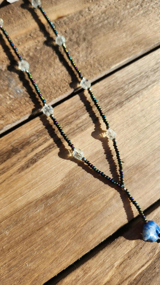 Beaded Lapis Lazuli bear necklace