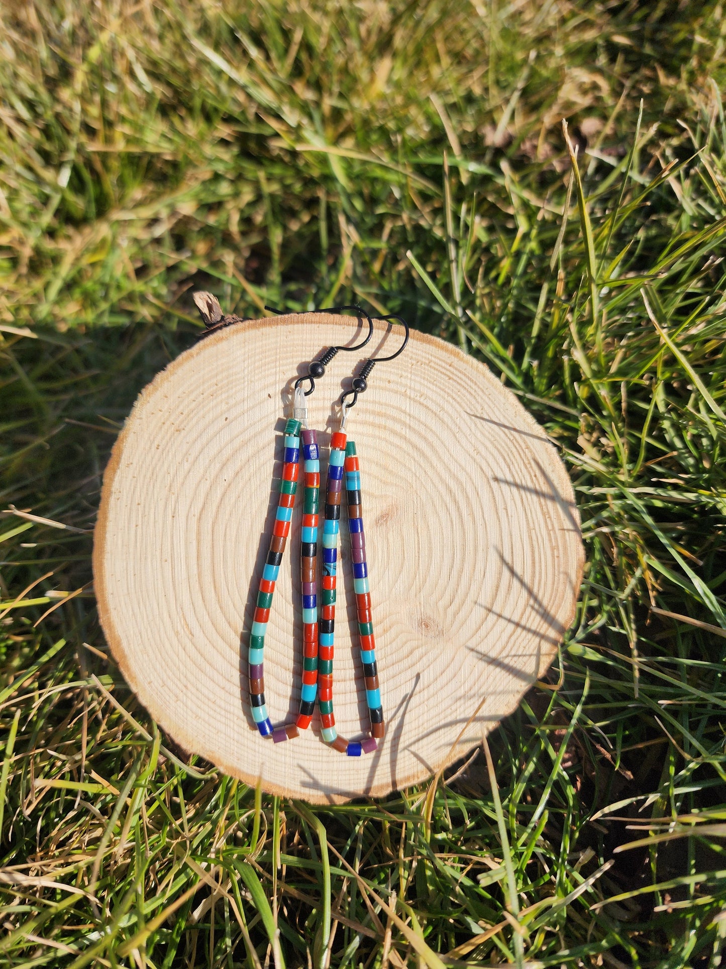 Traditonal multicolored navajo synthetic heishi earrings