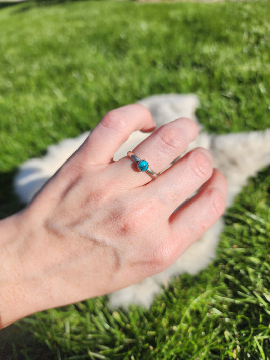 Dainty Sterling silver Kingman Turquoise Ring, Sizes 6.5