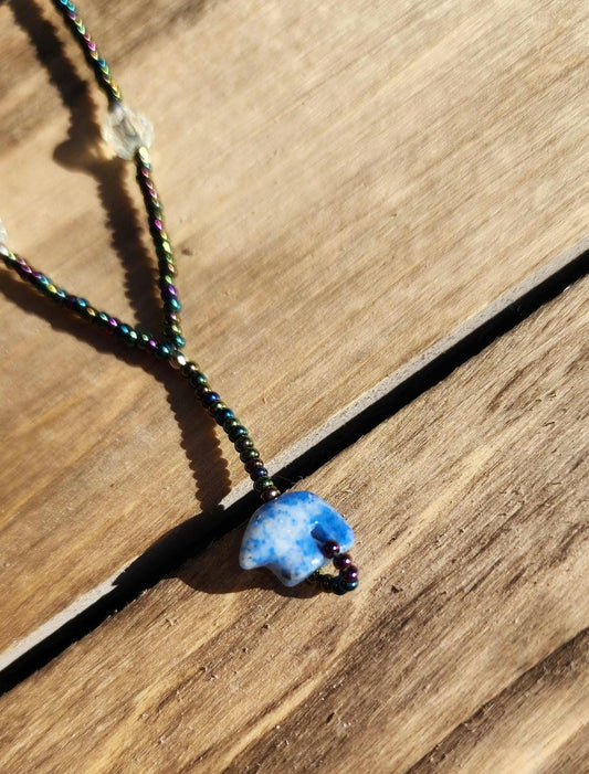 Beaded Lapis Lazuli bear necklace