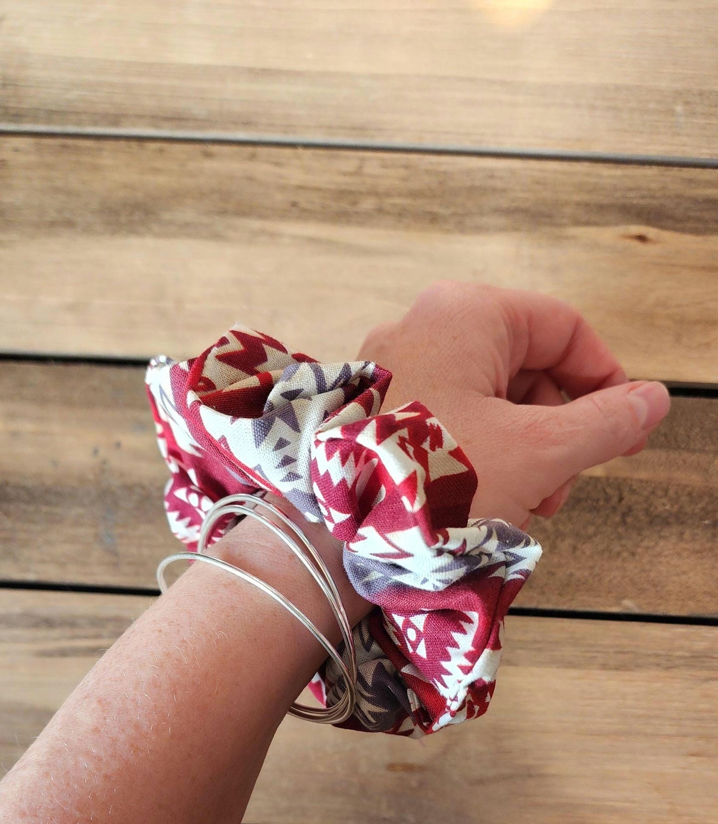 Black Navajo regalia floral scrunchie