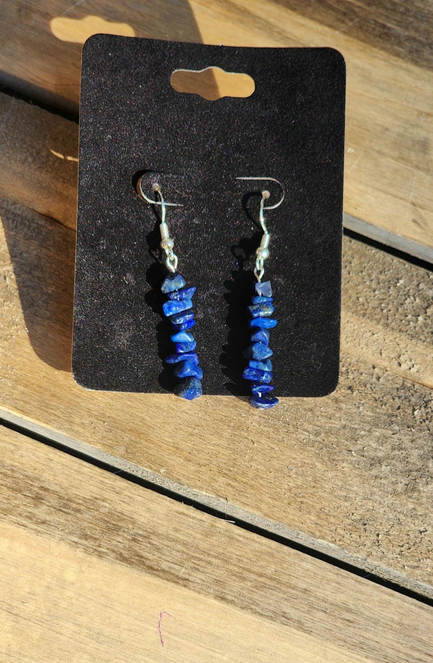 Sterling silver wire Lapis lazuli drop earrings