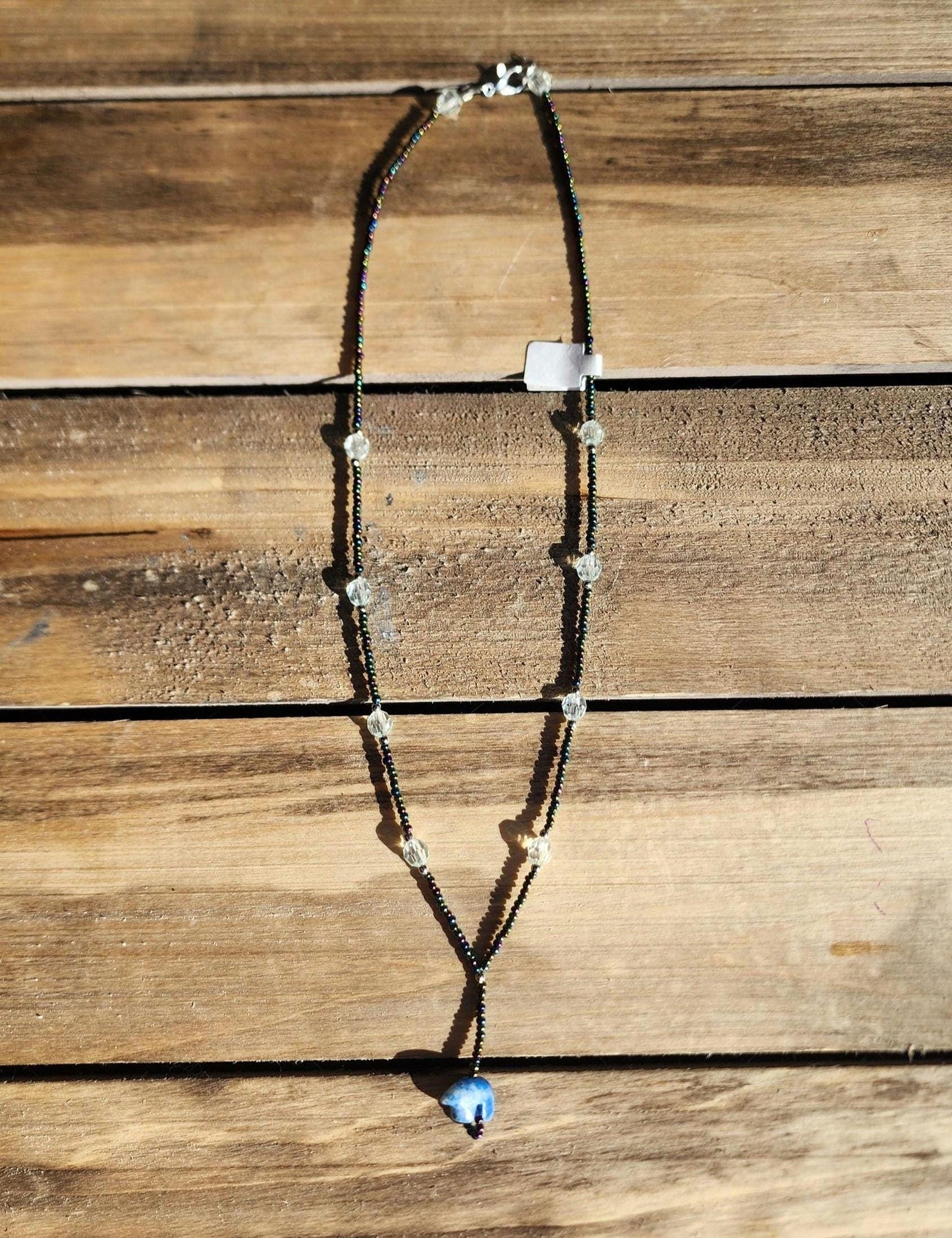 Beaded Lapis Lazuli bear necklace
