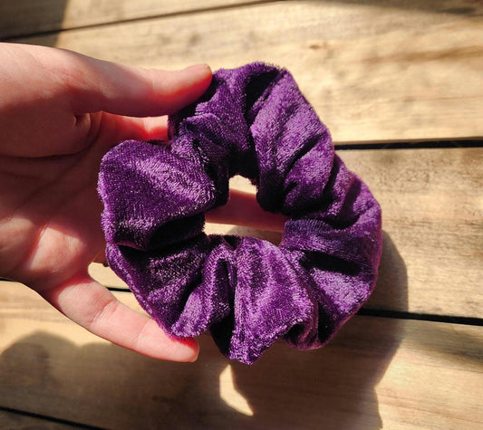 Purple velvet scrunchie