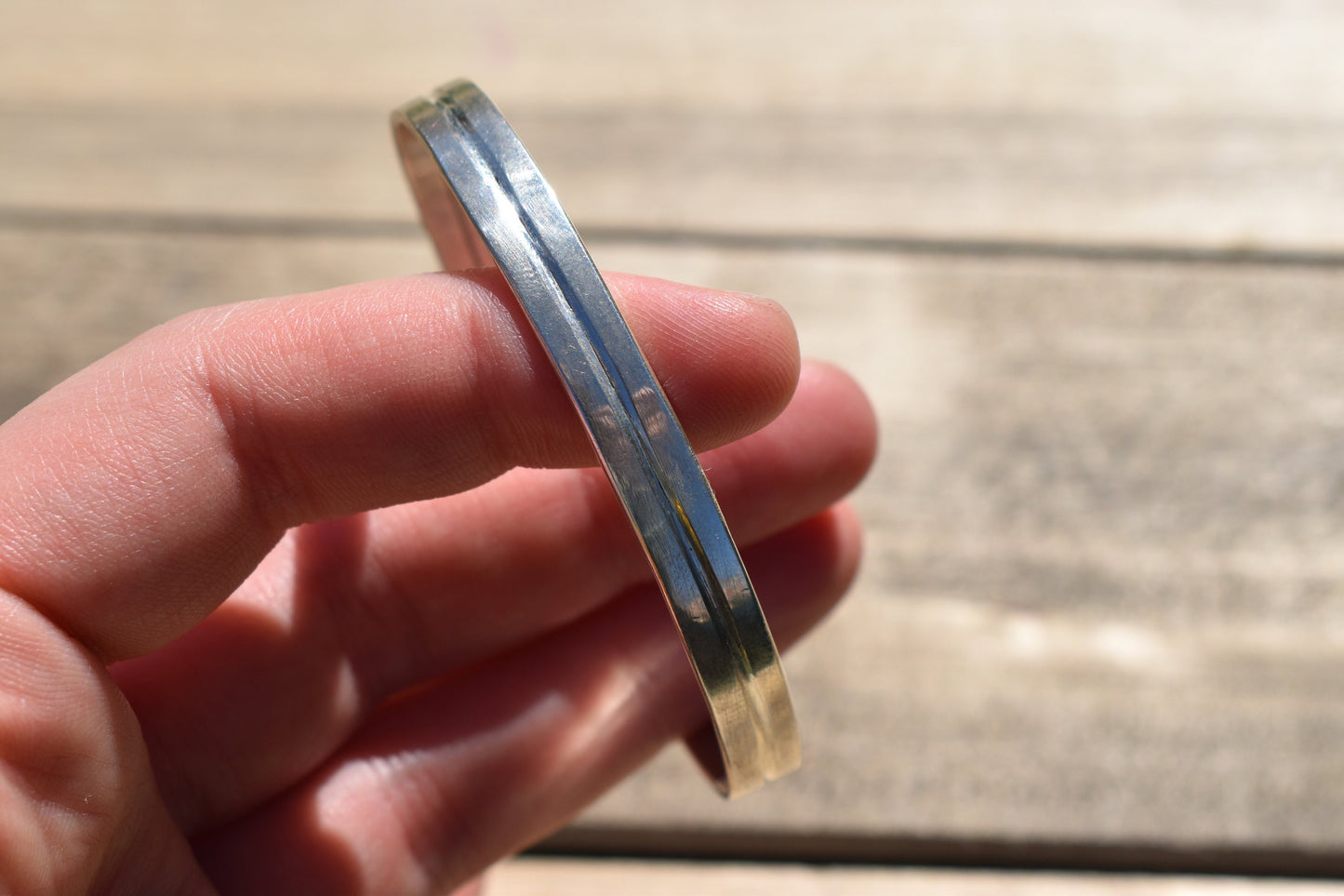 Sterling Silver Navajo "peek-a-boo" stamped bracelet