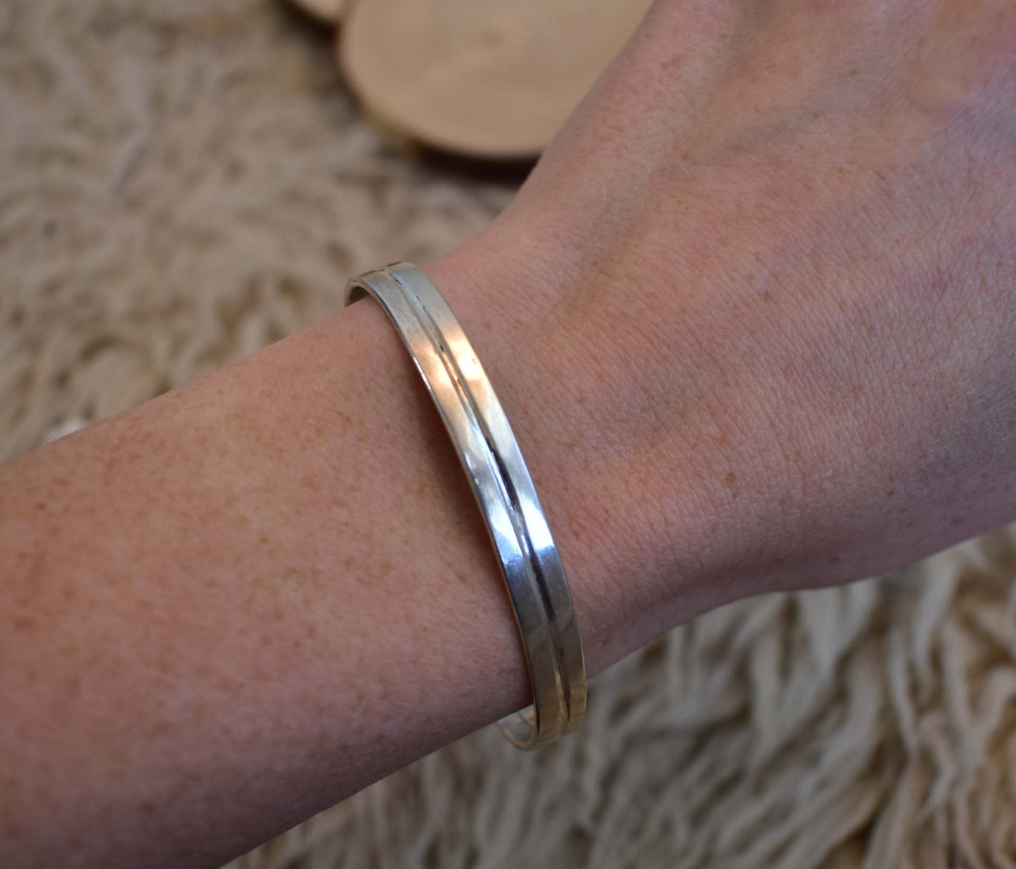 Sterling Silver Navajo "peek-a-boo" stamped bracelet
