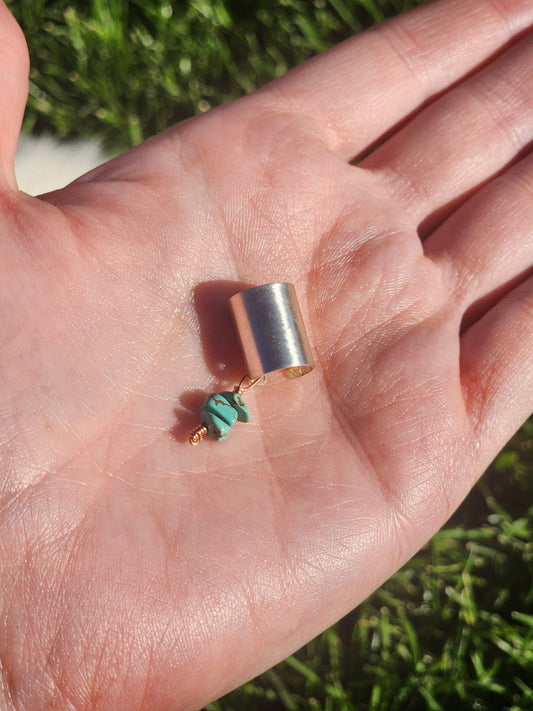 Sterling silver Ear-cuff with dangly turquoise, Navajo made