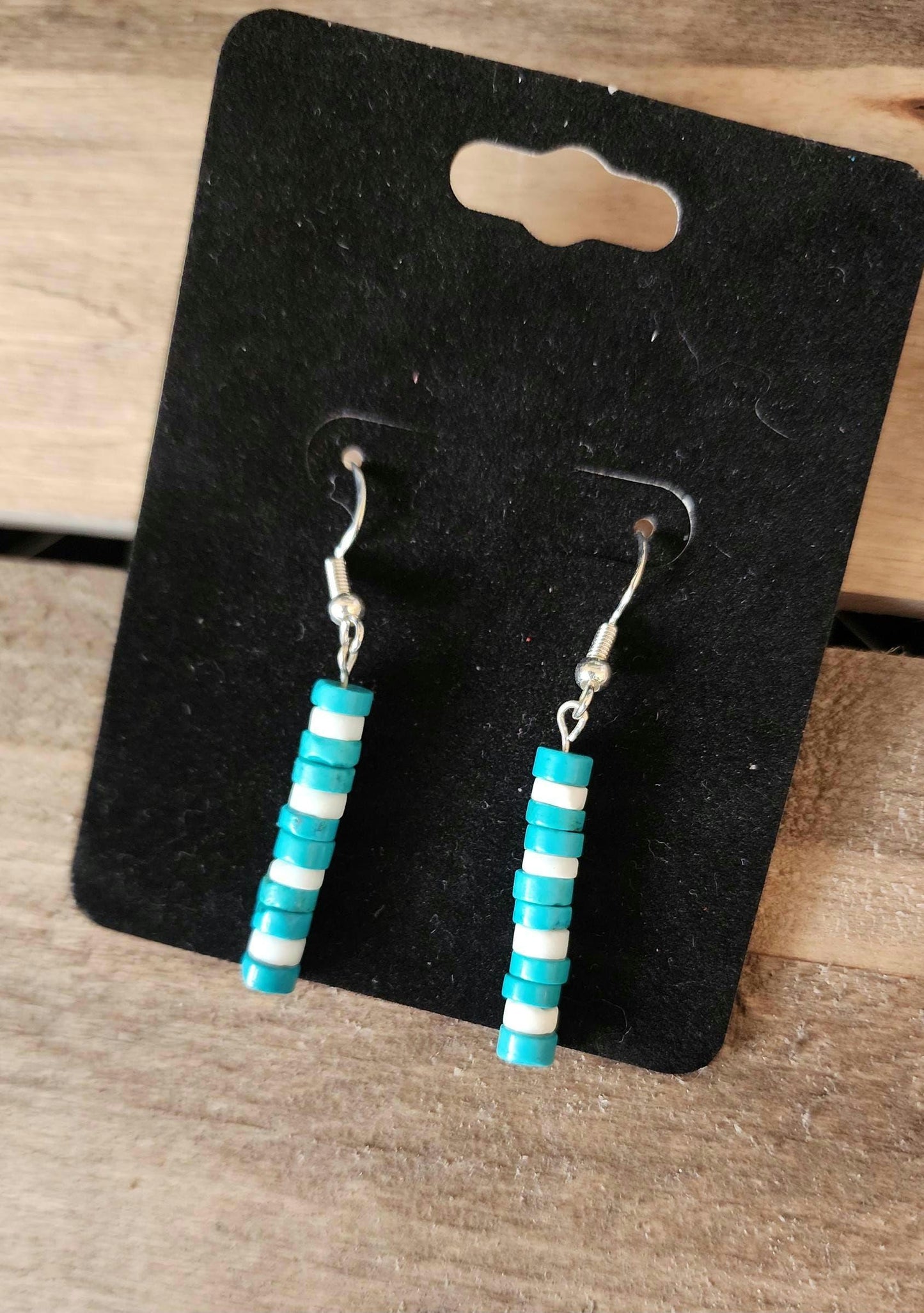 Turquoise and shell drop earrings