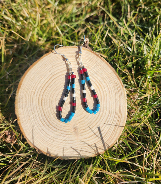 Traditional Navajo synthetic heishi dangly earrings