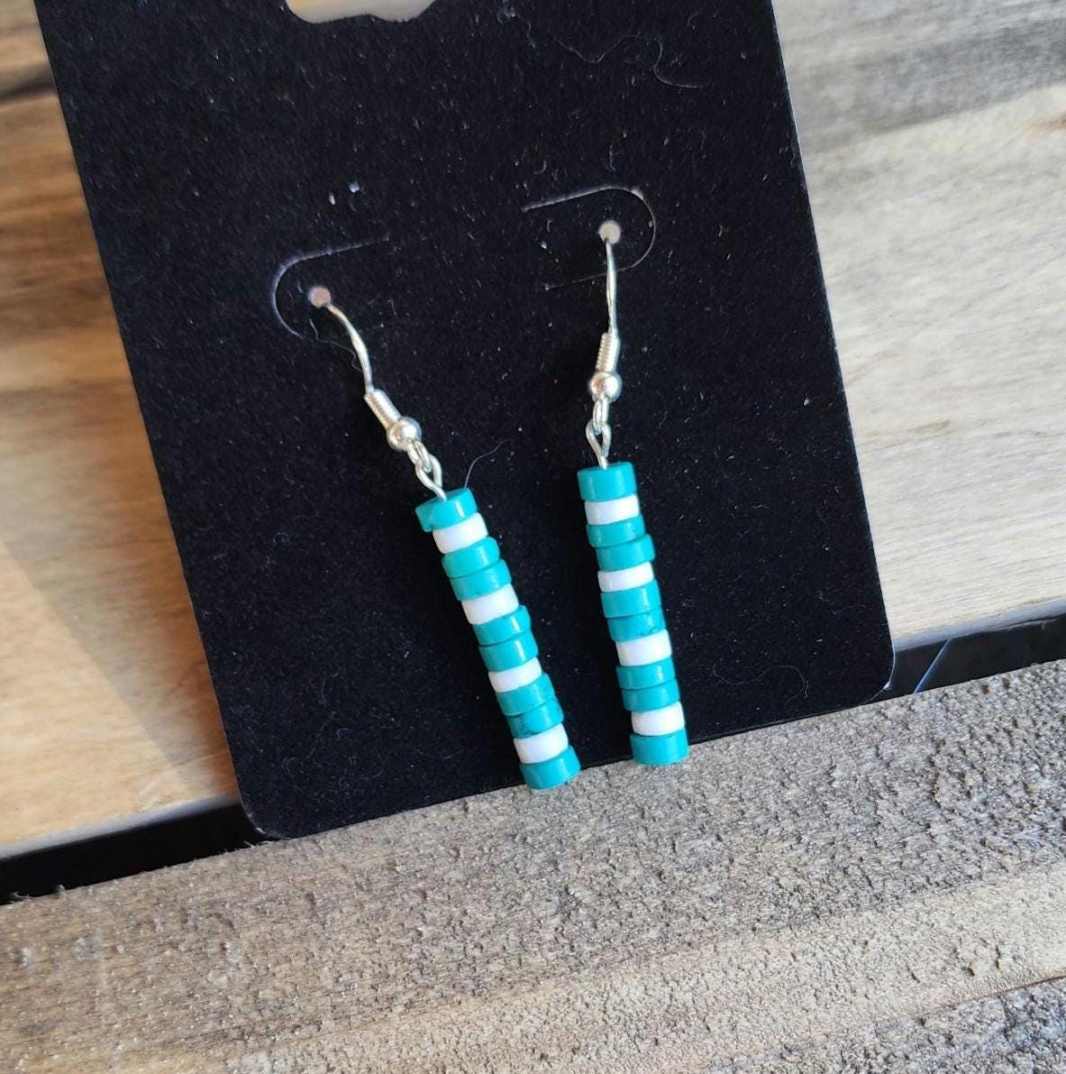 Turquoise and shell drop earrings
