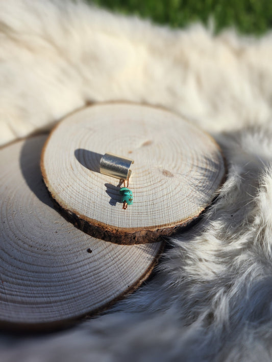 Sterling silver Ear-cuff with dangly turquoise, Navajo made