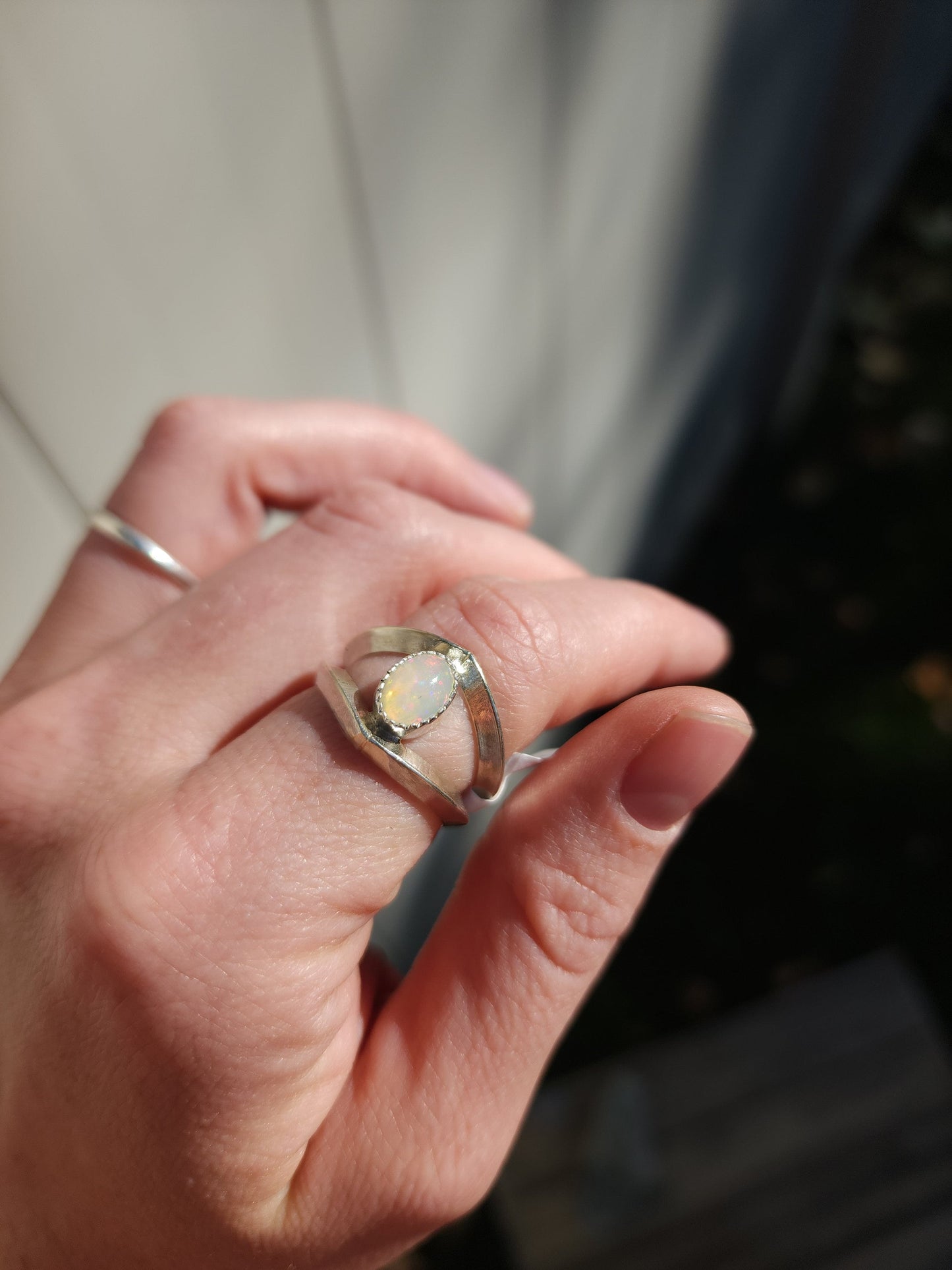 Sterling silver Ethiopian Opal ring, size 7.5