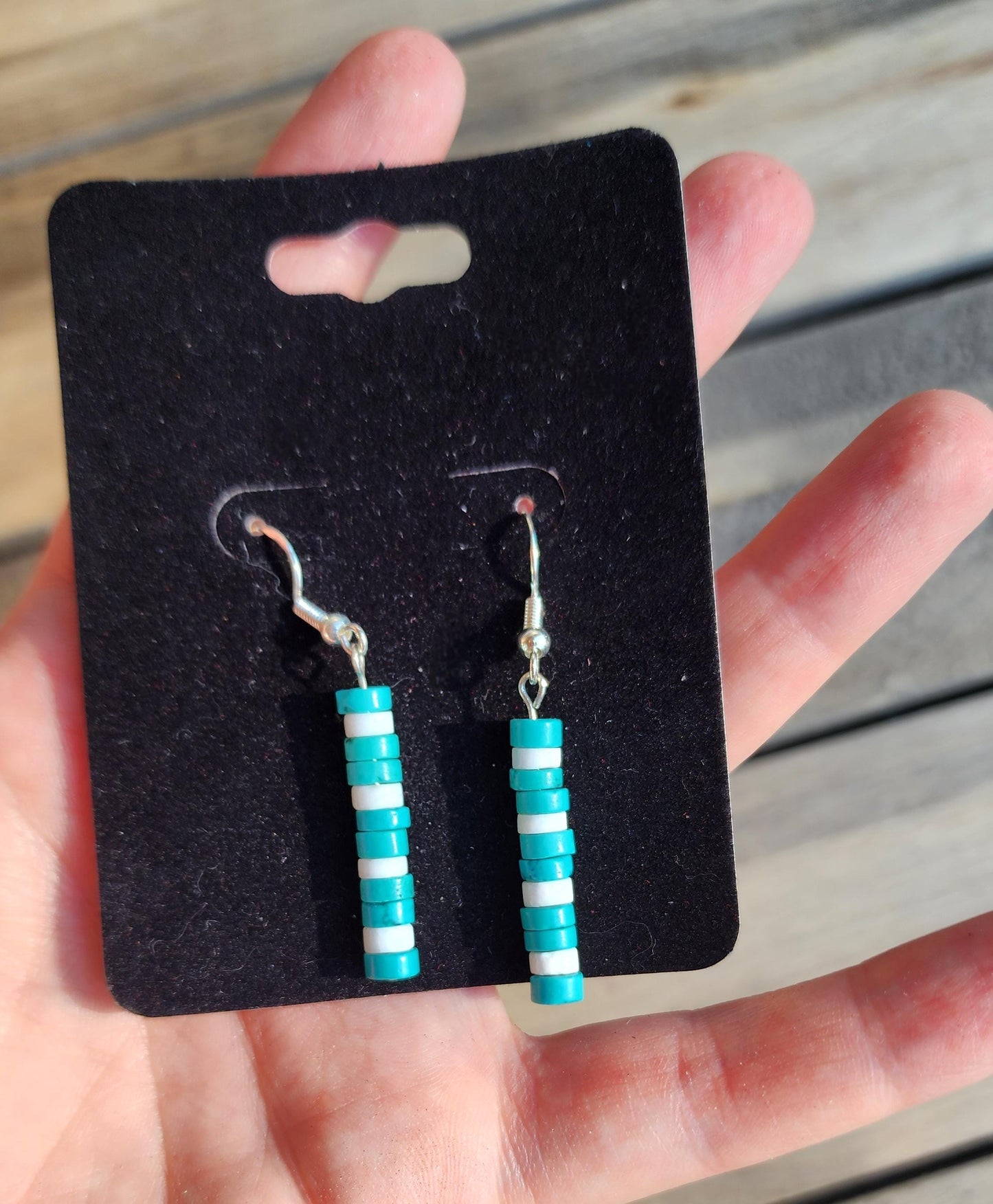 Turquoise and shell drop earrings