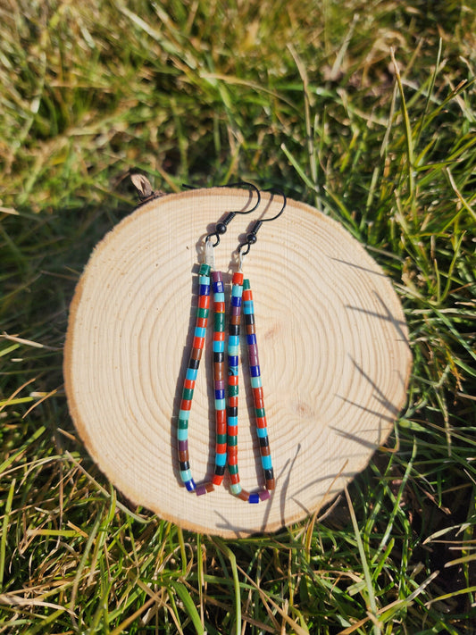 Traditonal multicolored navajo synthetic heishi earrings