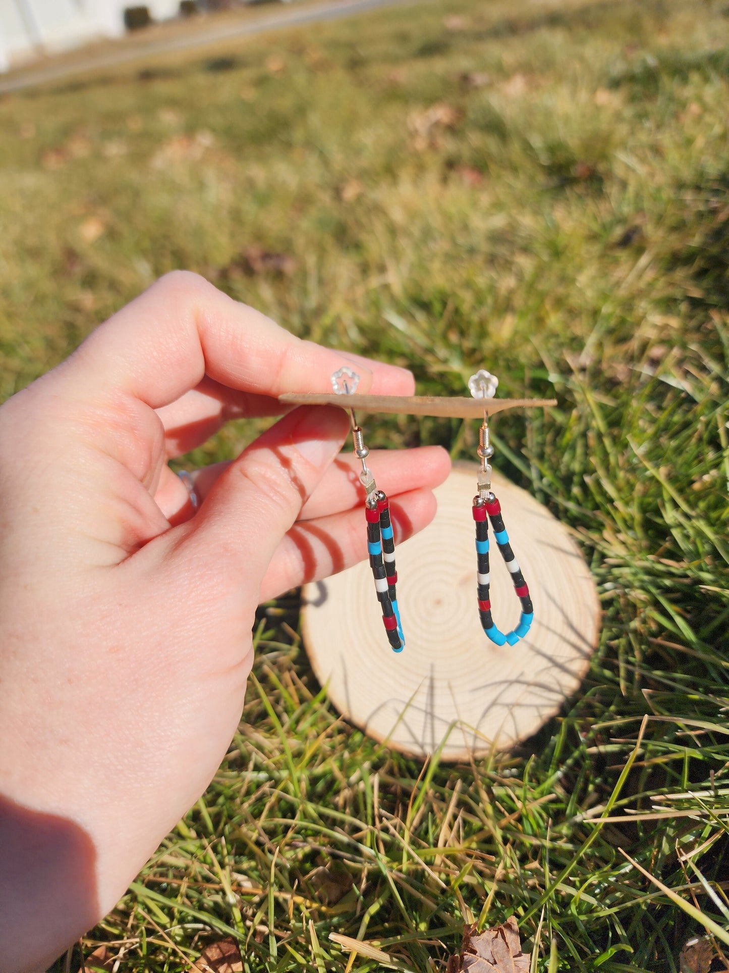 Traditional Navajo synthetic heishi dangly earrings