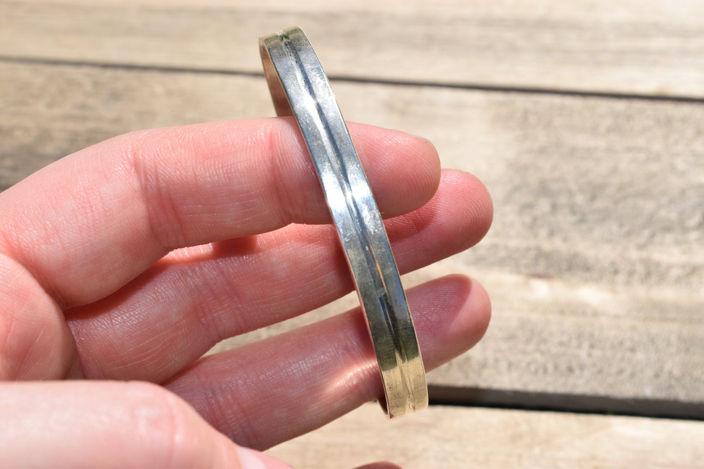 Sterling Silver Navajo "peek-a-boo" stamped bracelet