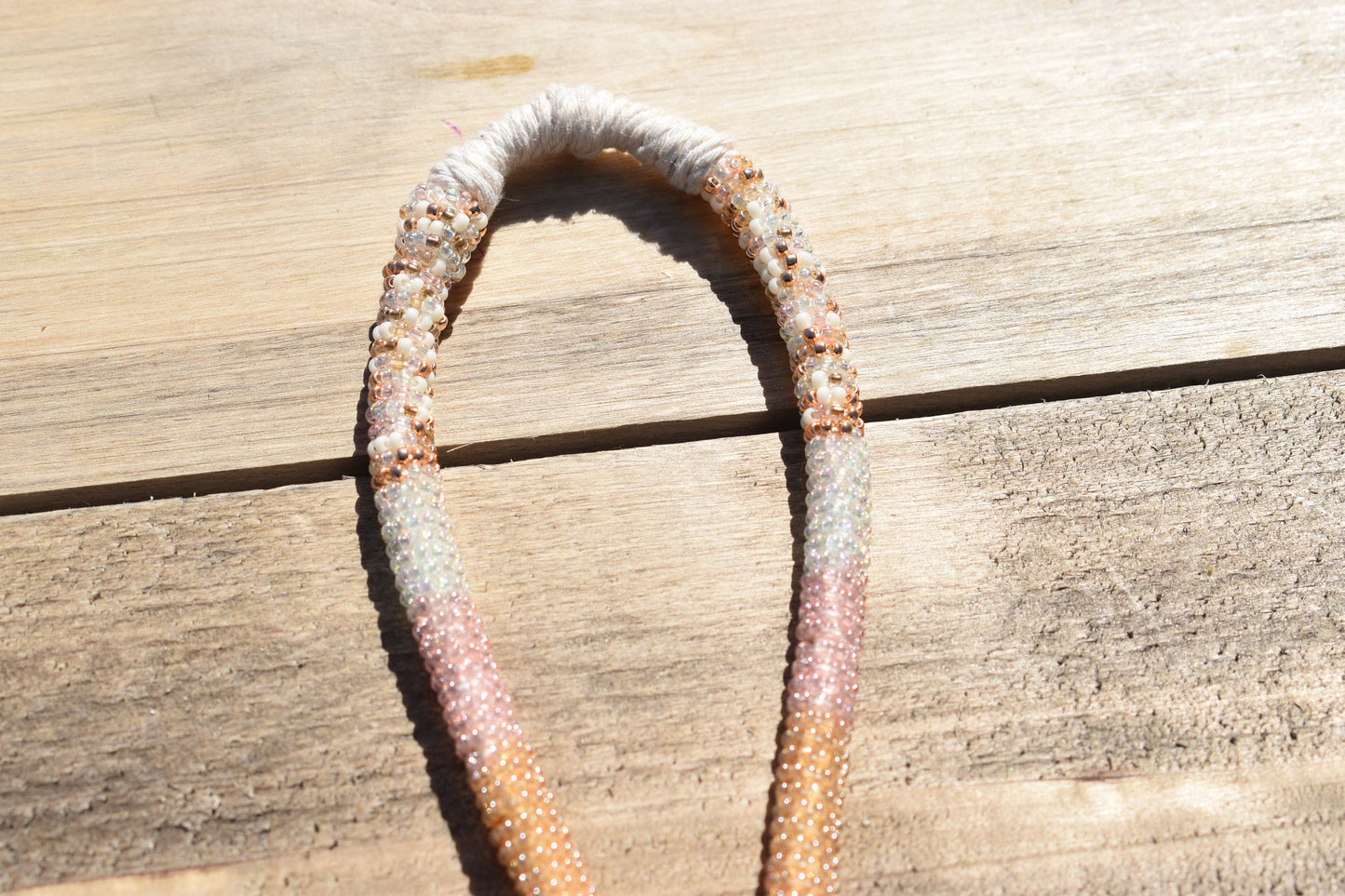 Rose gold beaded wristlet