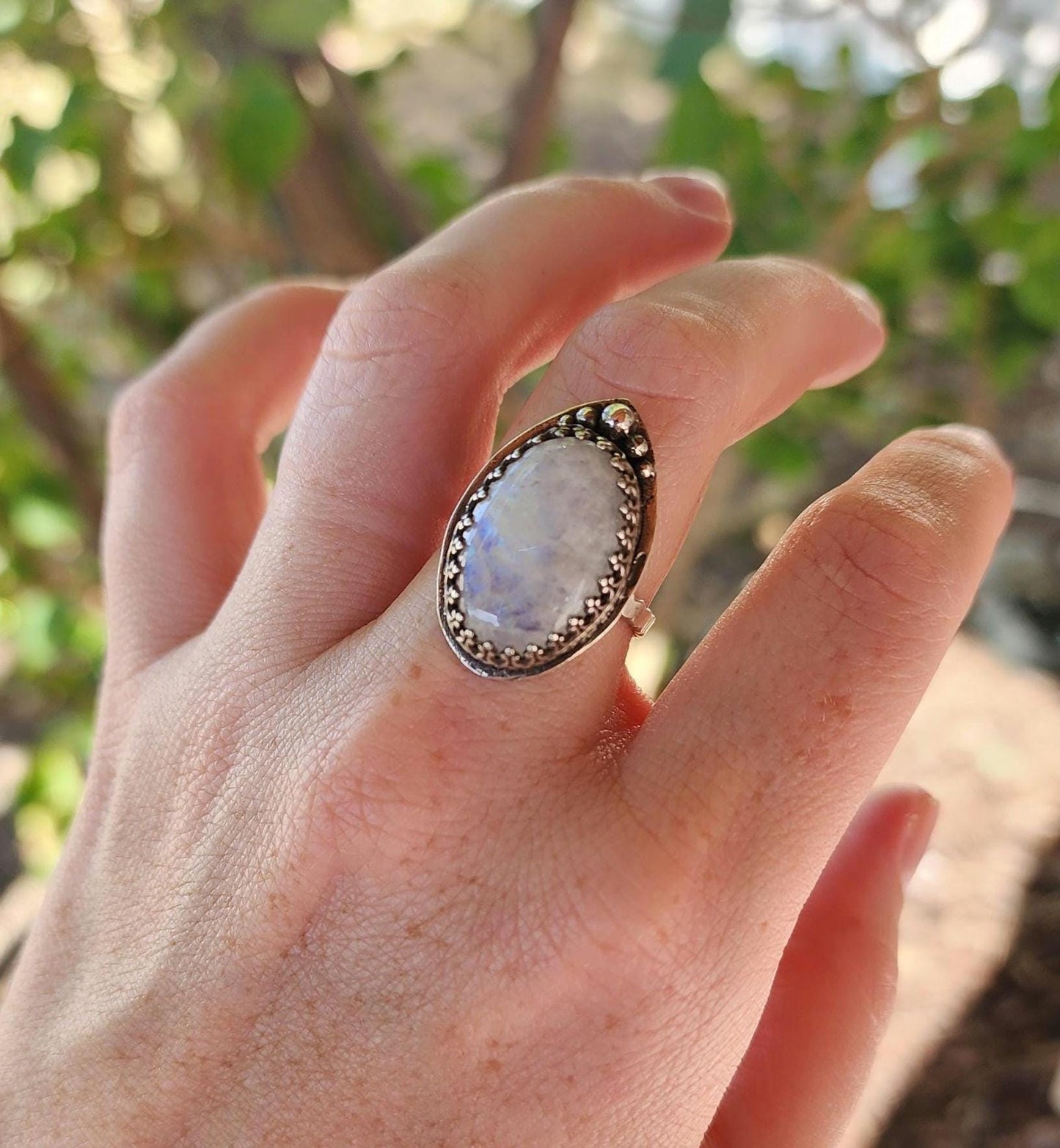 Sterling silver Moonstone ring, Size 8