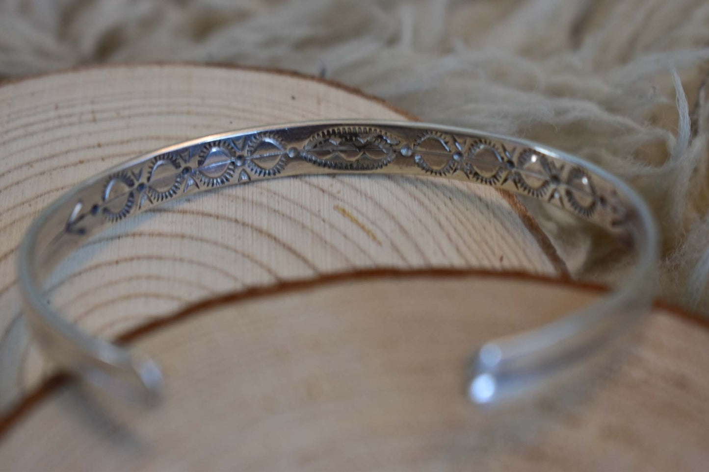 Sterling Silver Navajo "peek-a-boo" stamped bracelet