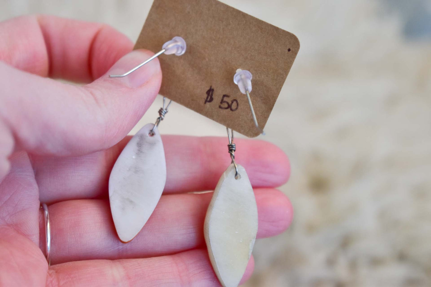 Orange shell pueblo earrings