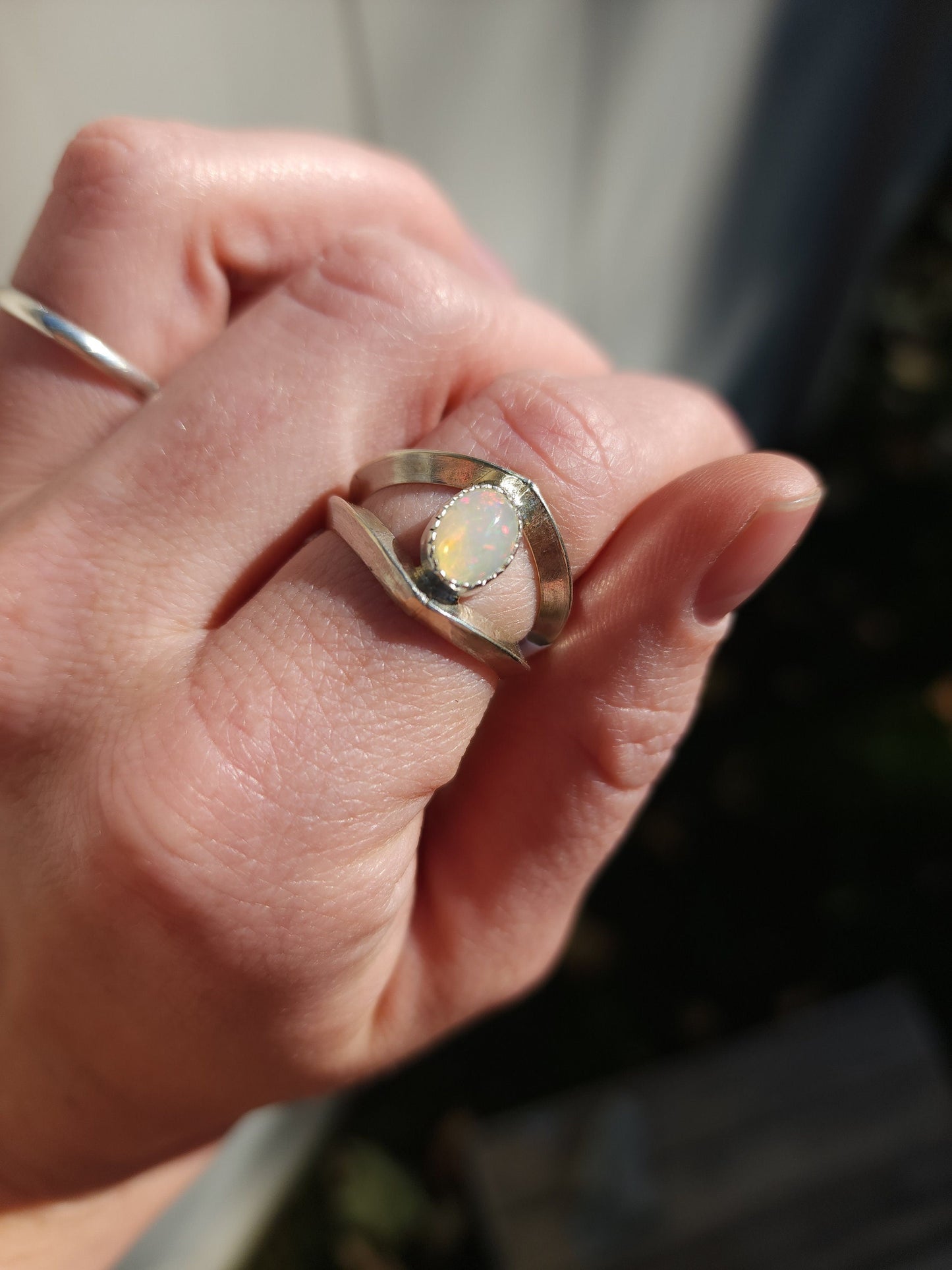 Sterling silver Ethiopian Opal ring, size 7.5