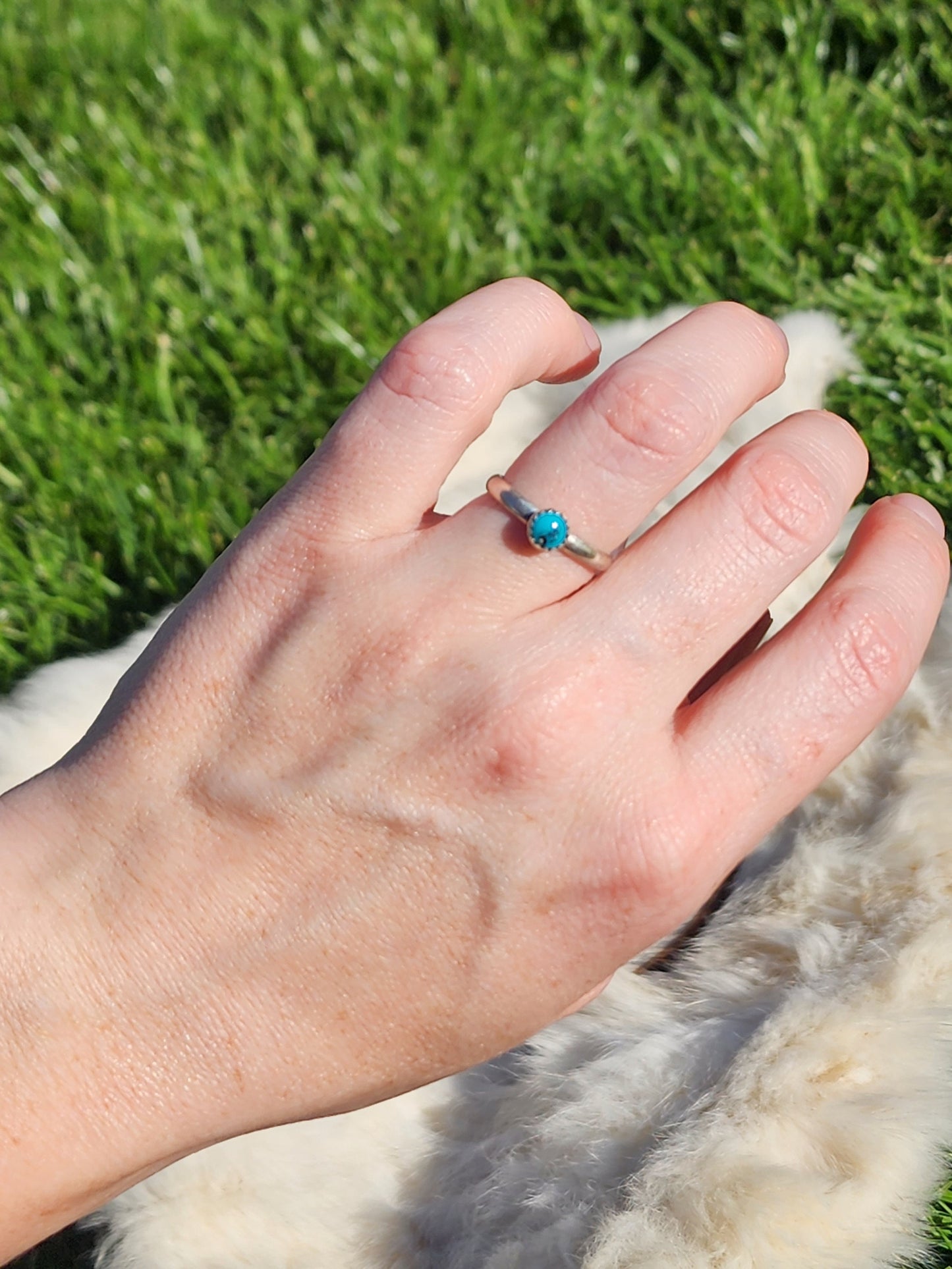 Dainty Sterling silver Kingman Turquoise Ring, Sizes 6.5