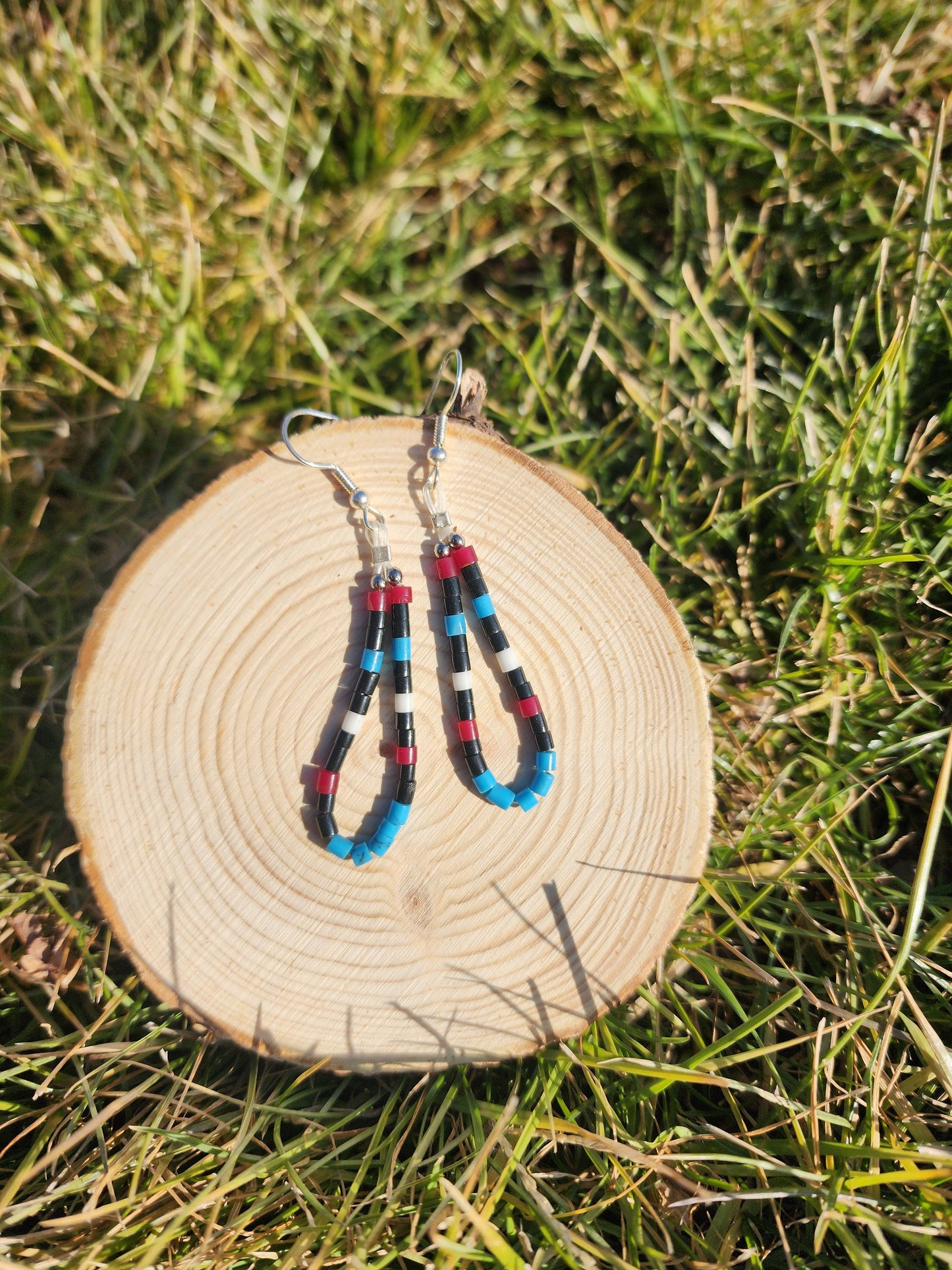 Traditional Navajo synthetic heishi dangly earrings
