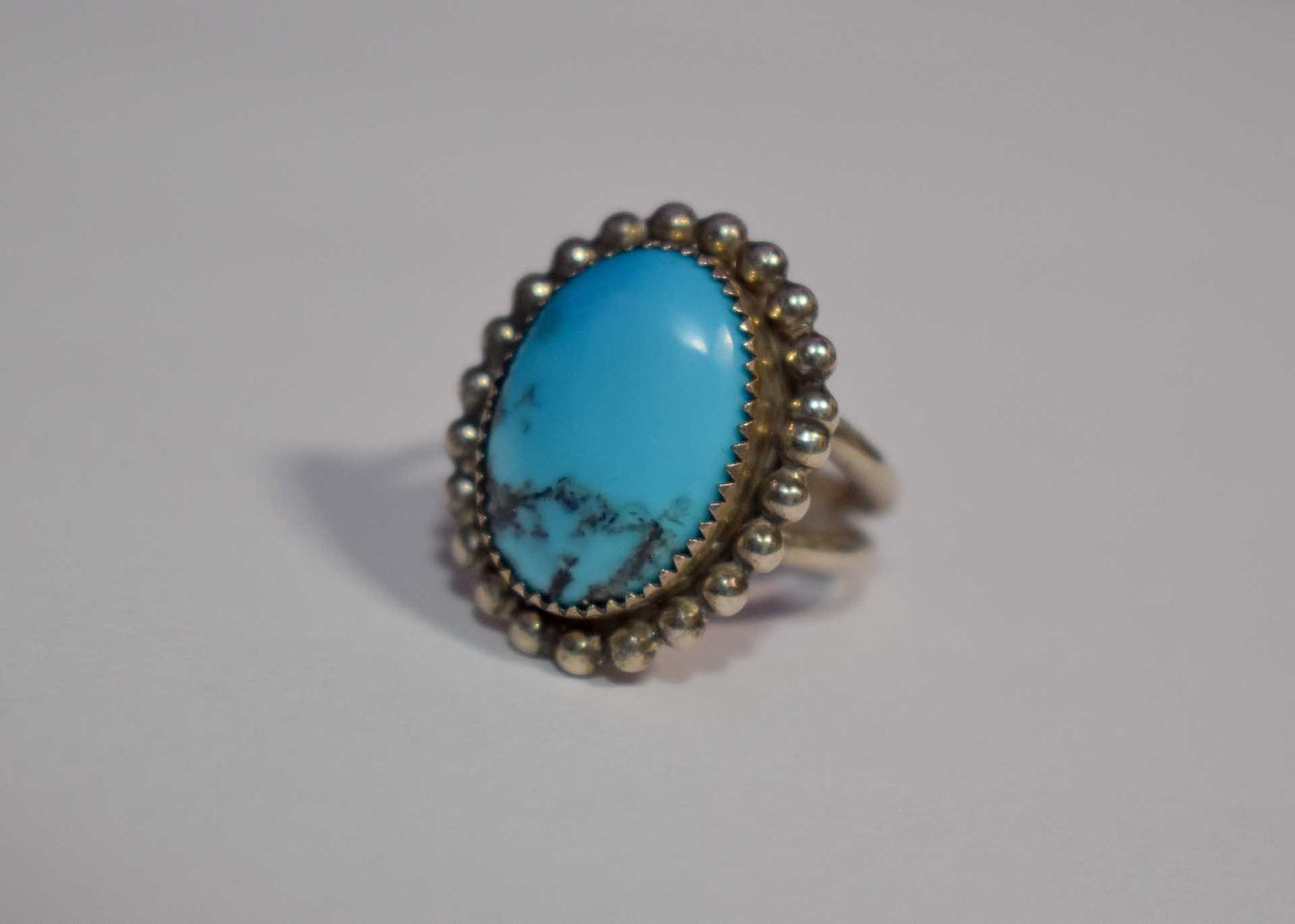 Sterling Silver Ithica Peak Turquoise Navajo ring, Size 7 1/2