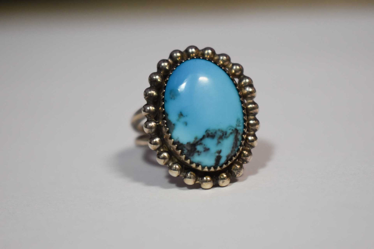 Sterling Silver Ithica Peak Turquoise Navajo ring, Size 7 1/2