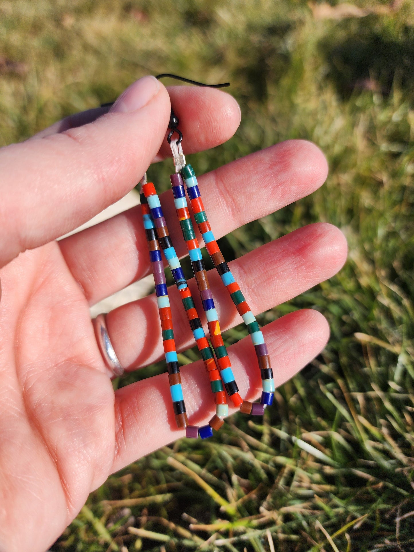 Traditonal multicolored navajo synthetic heishi earrings