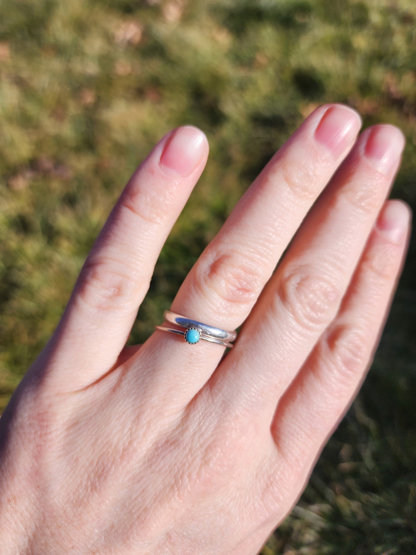 Sterling silver Adult Dainty Turquoise Navajo band/Stacker ring, Multiple sizes