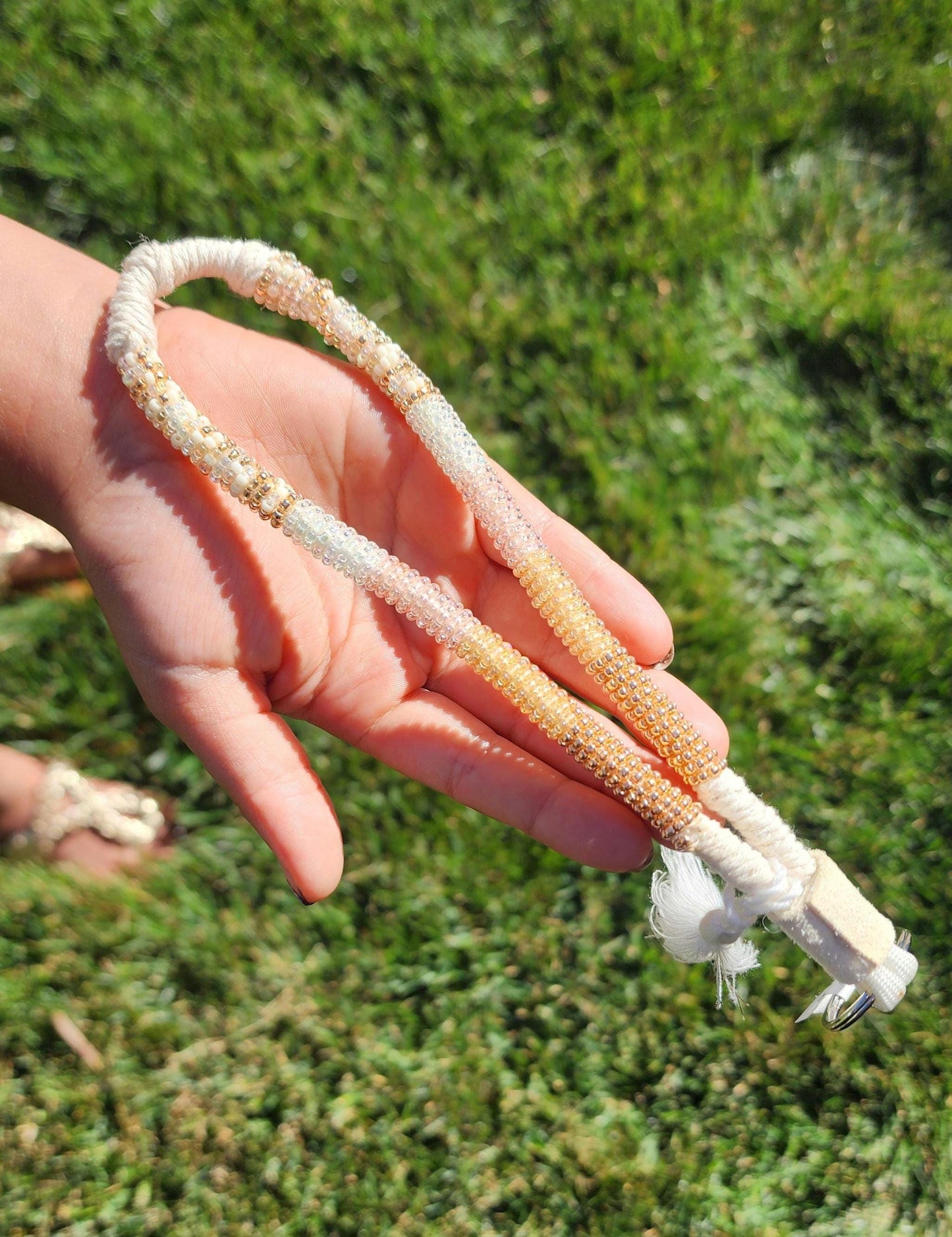 Rose gold beaded wristlet