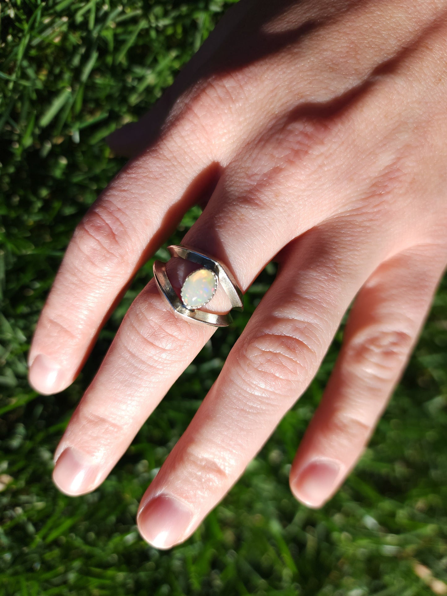 Sterling silver Ethiopian Opal ring, size 7.5