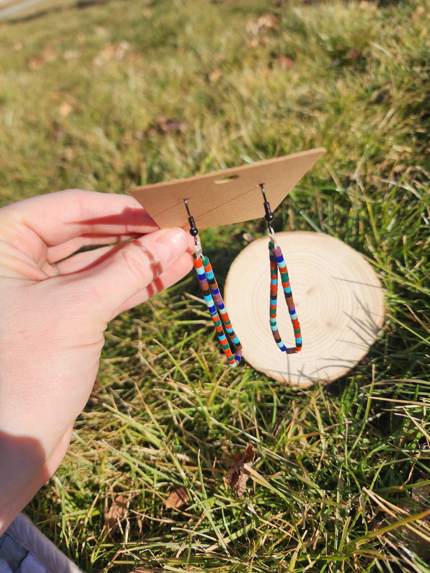 Traditonal multicolored navajo synthetic heishi earrings