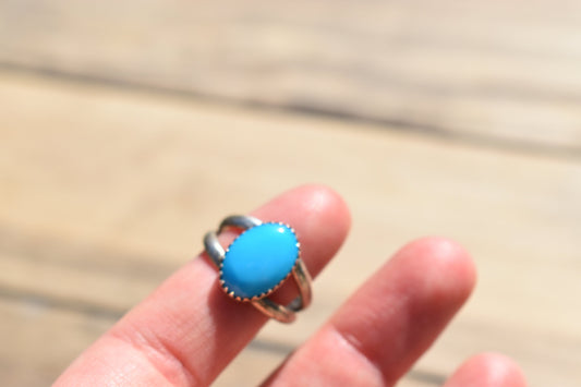 Sterling silver Ithica peak Navajo turquoise ring, Size 8