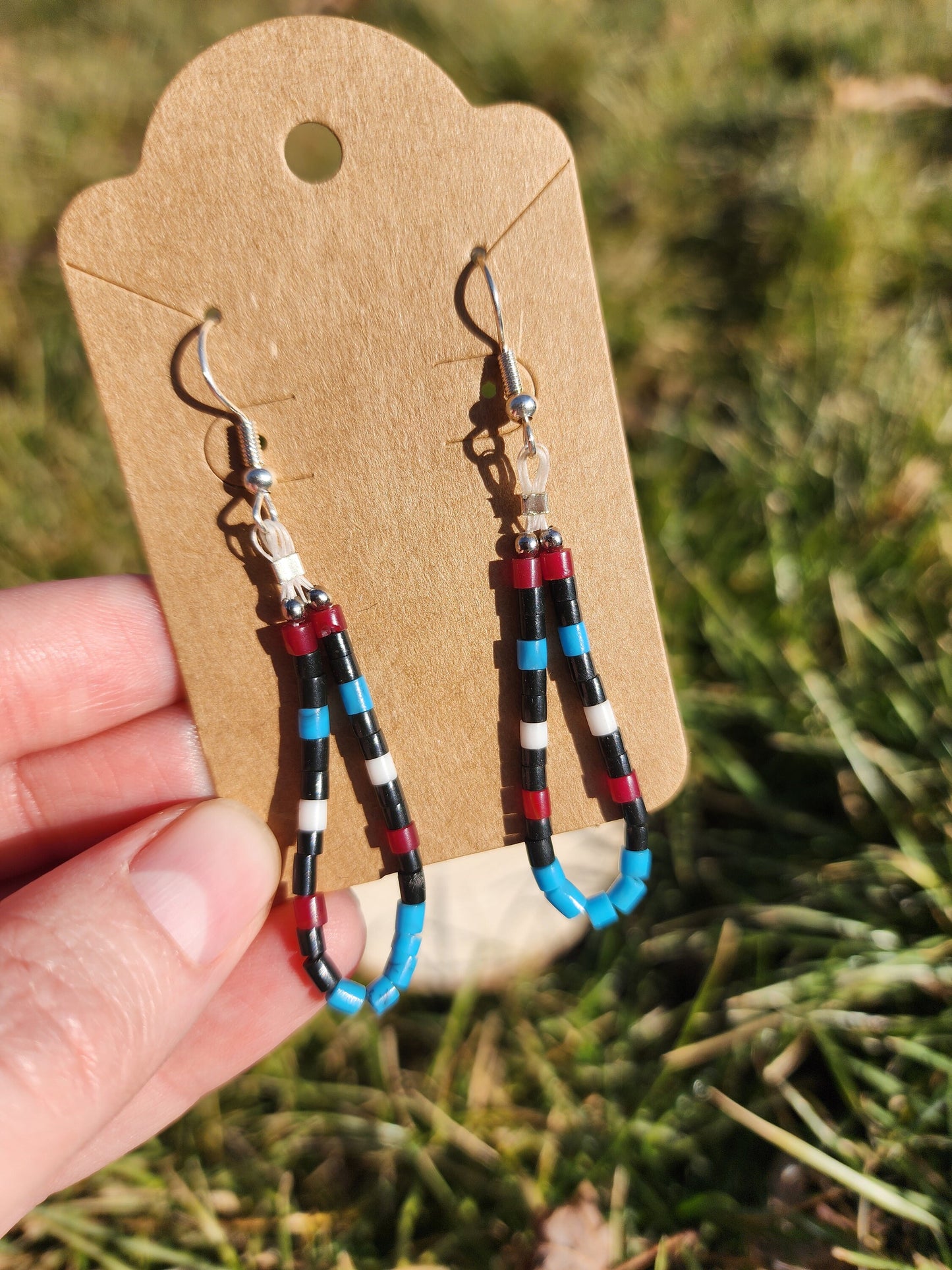Traditional Navajo synthetic heishi dangly earrings