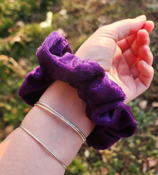 Purple velvet scrunchie